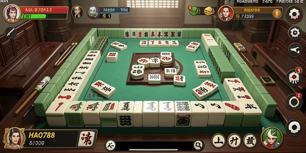 Tampilan gameplay HAO788 yang menarik dengan elemen Mahjong.
