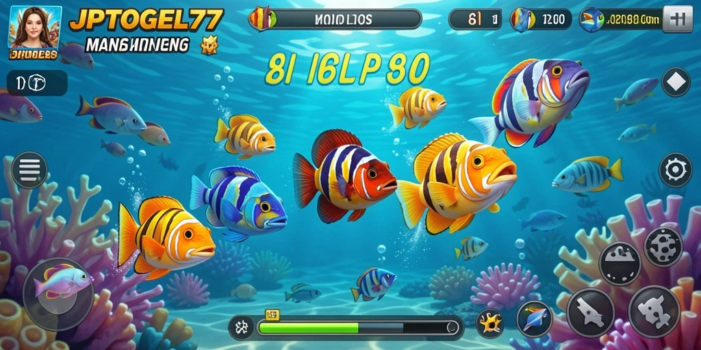 Tampilan gameplay seru di JPTOGEL77 saat menangkap ikan.