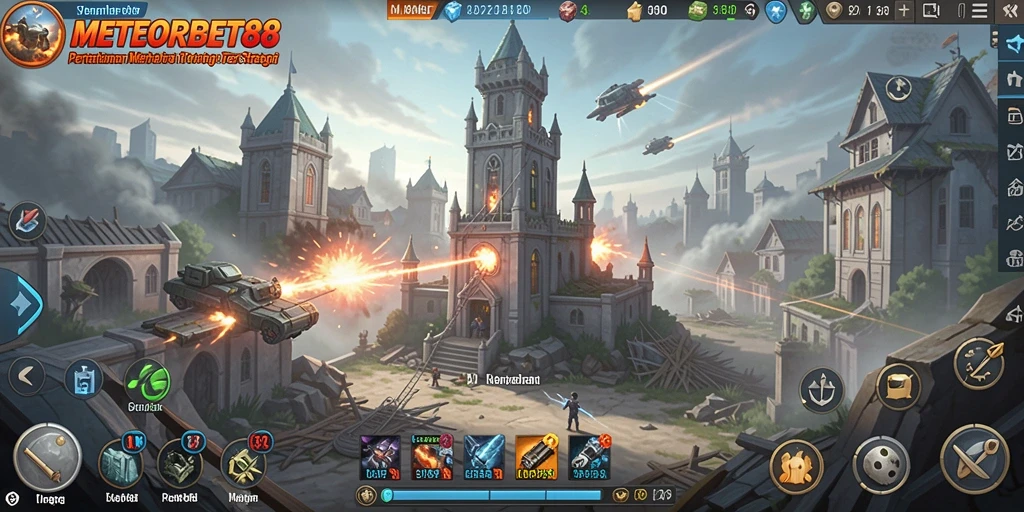 Tampilan menawan dari gameplay METEORBET88 yang mendebarkan di Tower Defense.