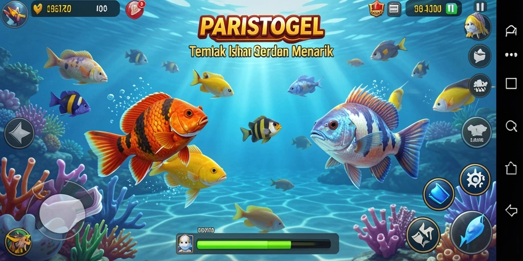 Gameplay PARISTOGEL menampilkan aksi tembak ikan yang mendebarkan.