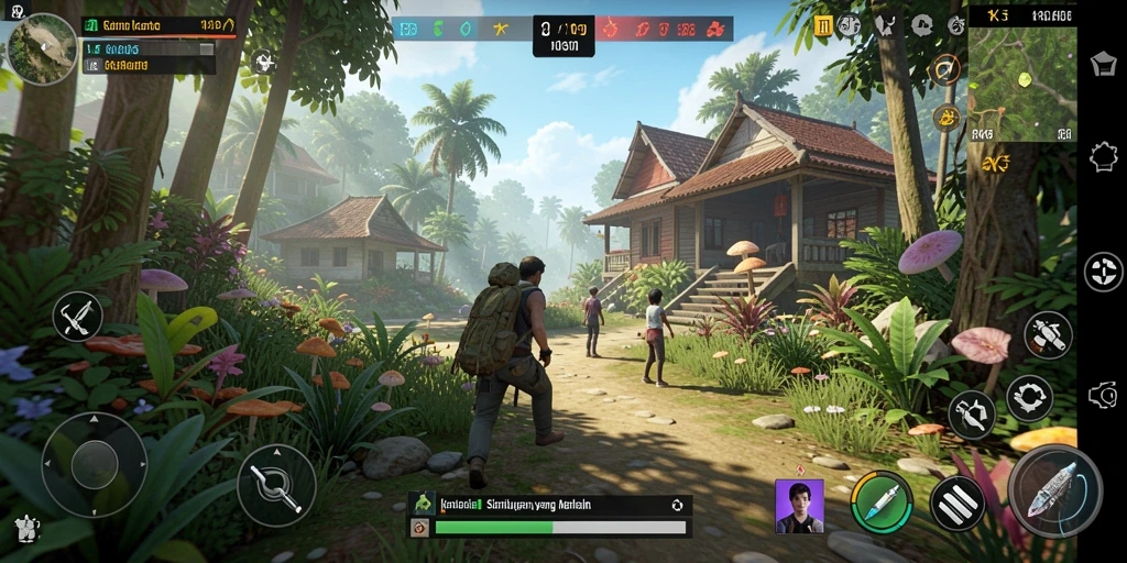 Tampilan gameplay RK55 yang imersif dan interaktif dalam simulasi kehidupan.