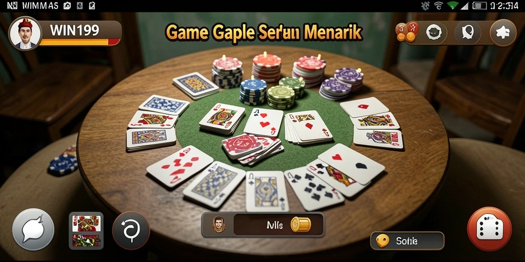 Tampilan gameplay Gaple yang menegangkan dan interaktif.