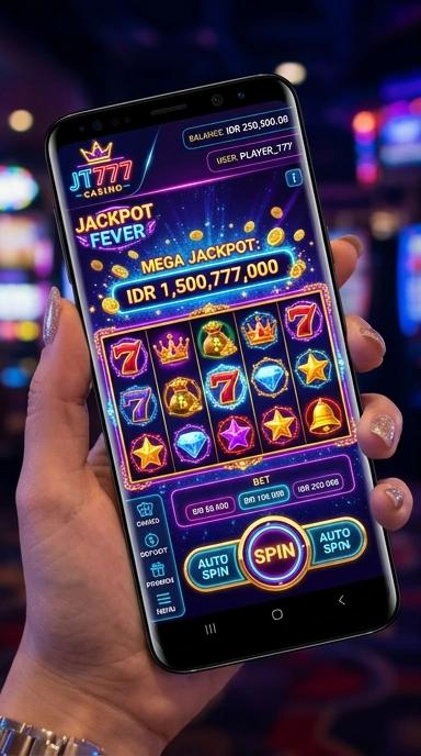 Screenshot aplikasi yang menampilkan berbagai kategori di jt777.